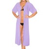 LA LEELA Women's Summer Vacation Beachwear Swim Suit Button Up Long Shirt Dress Beach Cover ups Large-X-Large Purple, Solid - 2 of 4