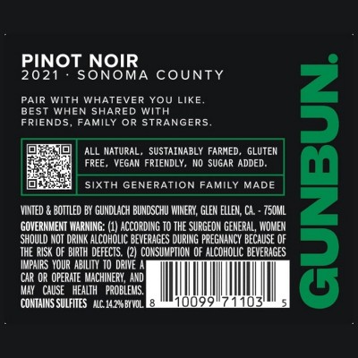 GUNBUN Pinot Noir Red Wine - 750ml Bottle
