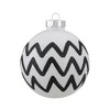 Northlight Zig Zag and Checkered Christmas Glass Ball Ornaments - 2.75" (67mm) - White and Black- 4ct - 2 of 4
