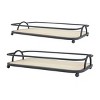 2pc Modern Rectangle Wood and Metal Serving Tray Set Brown - Stonebriar Collection: Nesting, Decorative Centerpiece - 3 of 4