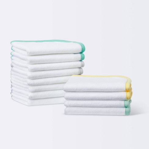 Wash Cloths 100% Cotton Baby Soft Body Fabric White Extra Absorbent Pack of  12