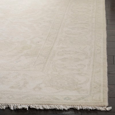 Ivory Hand-Knotted Wool 8' x 10' Rectangular Area Rug