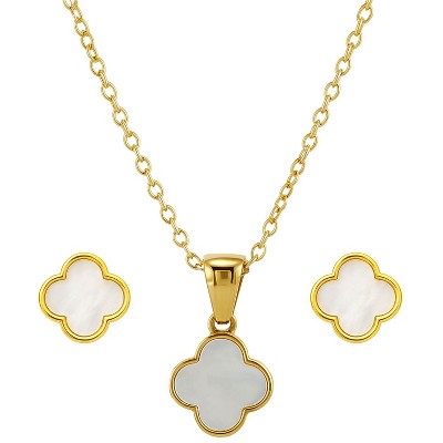 Gold Titanium Steel Clover - Themed Modern Women's Jewelry Set