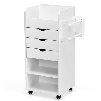 Tangkula Rolling Storage Cart with 3 Drawers&3 Shelves Storage Organizer Cabinet with Lockable Casters
