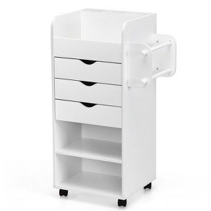 Tangkula Rolling Storage Cart with 3 Drawers&3 Shelves Storage Organizer Cabinet with Lockable Casters - 1 of 4