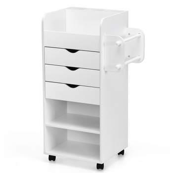 Tangkula Rolling Storage Cart with 3 Drawers&3 Shelves Storage Organizer Cabinet with Lockable Casters