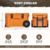 SOZT Orange 55 qt. Portable Chest Cooler, Leak-Proof Outdoor Insulated Cooler with Handle and Wheels - 2 of 4