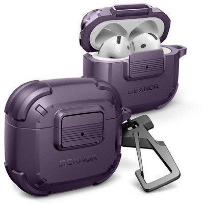 Dexnor for AirPods 4 Case with Drop-Proof Lock, Shockproof Rugged Bumper Cases Protective Cover with Carabiner & Keyring & Cleaner Kit