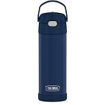 THERMOS FUNTAINER 16 Ounce Stainless Steel Vacuum Insulated Bottle with Wide Spout Lid, Navy