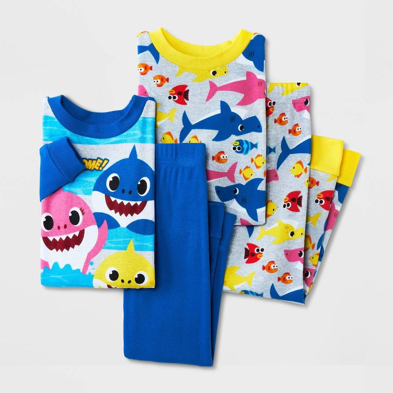 Toddler Boys&#39; 4pc Baby Shark Snug Fit Pajama Set - Blue 2T, 1 of 4