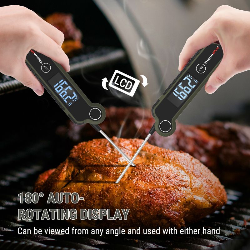 ThermoPro TP620W Instant Read Meat Thermometer Digital, Cooking Thermometer with Large Auto-Rotating LCD Display, 5 of 10