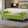 KWPZQEB Upholstered Bench for Bedroom End of Bed, Velvet Padded Bench with 2 Pillows & Solid Wood Legs, Comfy Ottoman for Living Room, Entryway - 3 of 4