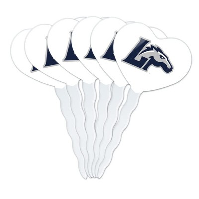 Longwood Secondary Logo Heart Love Cupcake Picks Toppers Decoration Set of 6