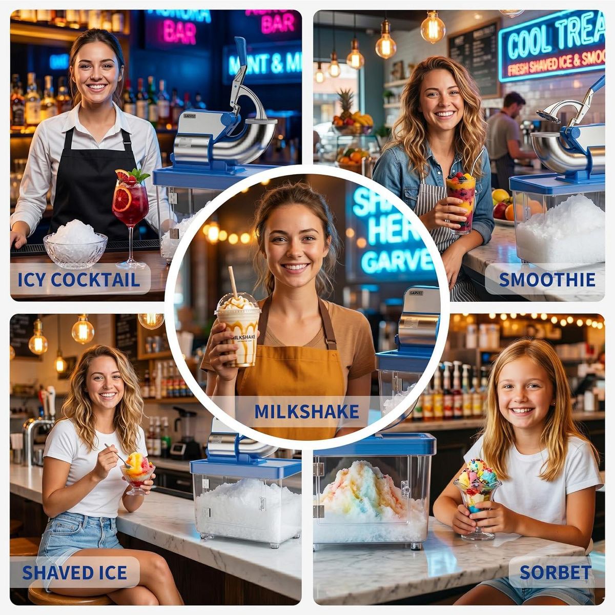 Garvee Snow Cone Machine, 1450RPM High Efficiency Ice Shaver, Heavy-Duty Blades, Multi-Purpose for Indoor Commercial & Home Use - thumbnail 9
