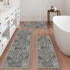 FURNIinspire Floor Mats 3 Piece Kitchen Rug Machine Washable Floor Mat for Living Room, Collection Pattern Carpet, Non Slip, Grey, 60"*20" - 2 of 4