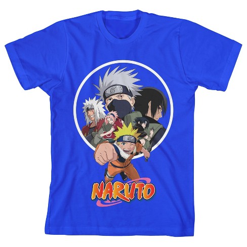 Naruto Classic Group Character Art With Logo Youth Boys Royal Blue Tee ...