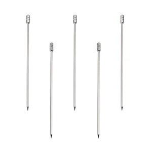 Unique Bargains Stainless Steel Reusable Drink Appetizer Cylinder Head Cocktail Picks 4.3" 5 Pcs - 1 of 4