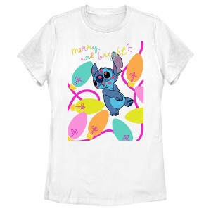 Women's Lilo & Stitch Merry and Bright Kissy Face T-Shirt - 1 of 4