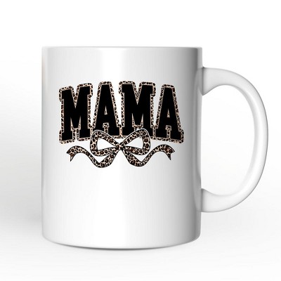 Coquette Leopard Mama Mug, Retro Bow Varsity Gift| OrnamentallyYou