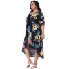 Agnes Orinda Women's Plus Size Drawstring Waist High-Low Hem Floral Print Cardigan Cover-Up - 3 of 4