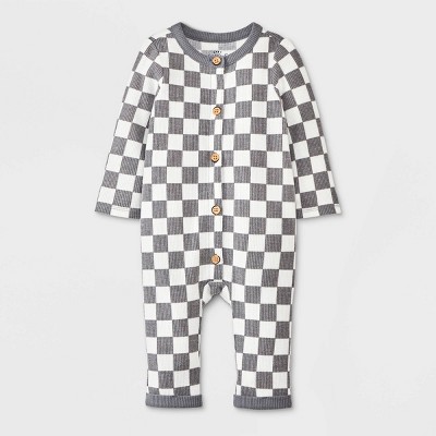 Image of Baby Boys' Checkered Romper - Cat & Jack™ Gray Newborn
