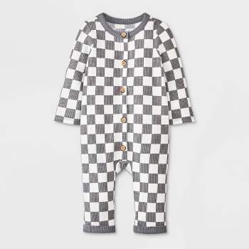 Baby Boys' Checkered Romper - Cat & Jack™ Gray
