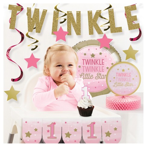 One Little Star Girl 1st Birthday Party Decorations Kit Target