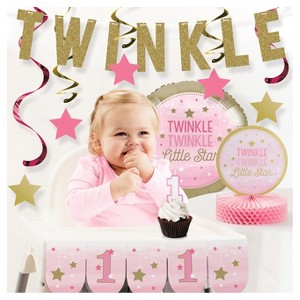One Little Star Girl 1st Birthday Party Decorations Kit