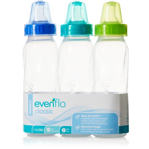 Evenflo Classic Clear Bpa Free Plastic Baby Bottle 8oz 3pk Target