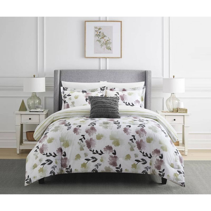  Floral Print Devlen Comforter Bedding Set White - Chic Home Design, 1 of 9