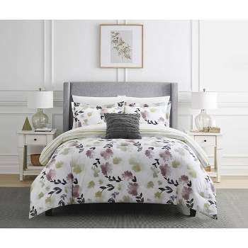  Floral Print Devlen Comforter Bedding Set White - Chic Home Design