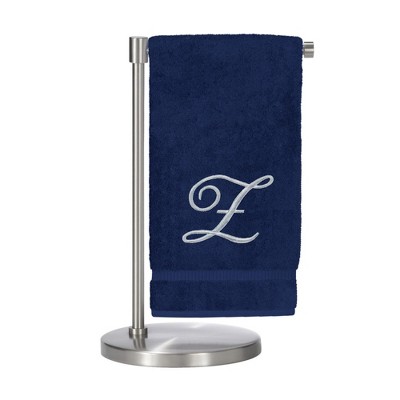 BC BARE COTTON Monogrammed Bath Towel, Personalized Gift, 27 x 54 inches - Set of 1 - Navy - Silver Script