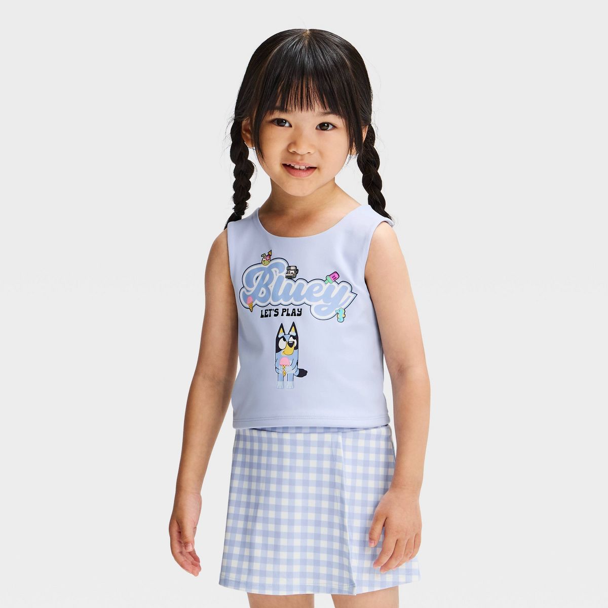 Toddler Girls' 2pc Bluey Athletic Tank and Skort Set - Blue - thumbnail 3