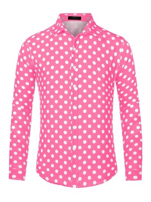 Lars Amadeus Men's Button Down Long Sleeves Casual Polka Dots Print Shirts