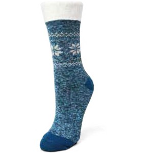 Memoi Snowflake Top Dual Layer Crew Sock Horizon Blue One Size - 1 of 2