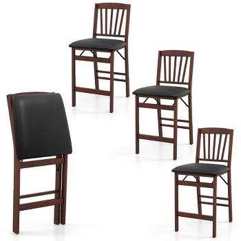 Tangkula Set of 4 Counter Height Chairs Folding Kitchen Island Stool w/ Padded Seat