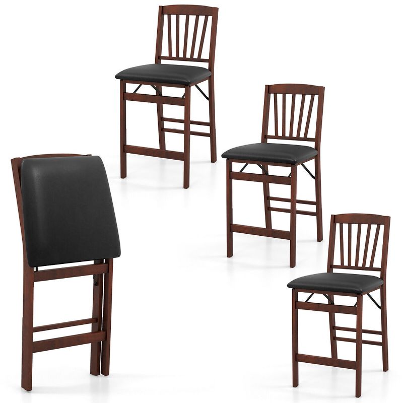 Tangkula Set of 4 Counter Height Chairs Folding Kitchen Island Stool w/ Padded Seat, 1 of 9