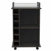 NicBex Mobile Kitchen Island Cart Morden Kitchen Carts on Wheels with Storage, 1 Glass Cabinet Door and 6 Bottle Rack for Kitchen - 3 of 4
