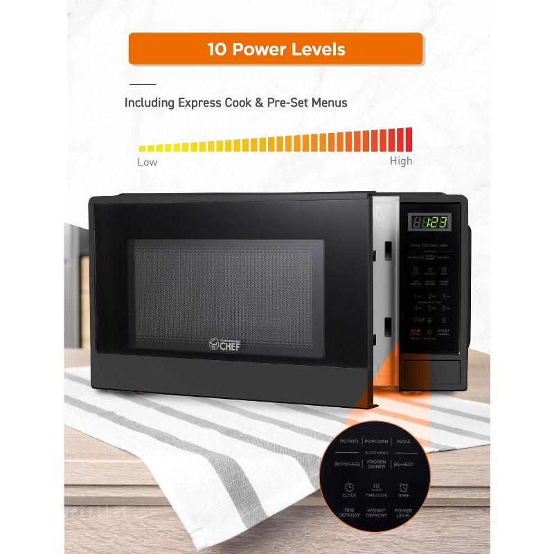 COMMERCIAL CHEF Countertop Microwave 1.1 Cu. Ft. with 10 Power Levels, 4 of 9
