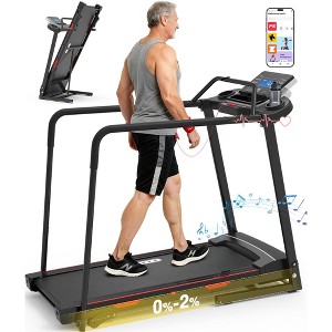 Redliro Senior Treadmill with Long Handrails, 350 lbs Capacity Walking Treadmill for Seniors, Foldable Treadmill with Incline - 1 of 4