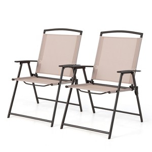 Tangkula 2/4 Piece Patio Folding Chairs Outdoor Dining Chairs w/ Breathable Fabric Heavy Duty Steel & Rustproof Steel Frame - 1 of 4