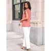 Women's Lace Top Pleated Short Sleeve Flowy Blouse Summer Loose Business Casual Dressy Shirts - 4 of 4