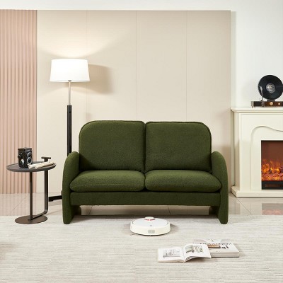 59" Loveseat Sofa Small Couch for Living Room,Boucle Fabric Upholstered Loveseat Sofa Couch,Small Loveseat Sofa for Apartment,Bedroom-Cuddlewood