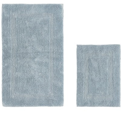 Lux Premium 100% Cotton Tufted Solid Reversible 2 PC Bath Rug Set – Ultra-Soft, Water-Absorbent, Durable, Machine Washable Bathroom Rug