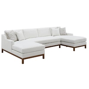 127" Valiant Sofa Ivory Chenille: Elegant Sectional, Wood Frame - Acme Furniture - 1 of 4