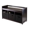 4pc Addison Storage Bench with 3 Foldable Fabric Baskets In Black - Espresso, Chocolate - Winsome - 2 of 4