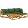 vidaXL Garden Lounge Set Green cushions with natural wood - 3 of 4