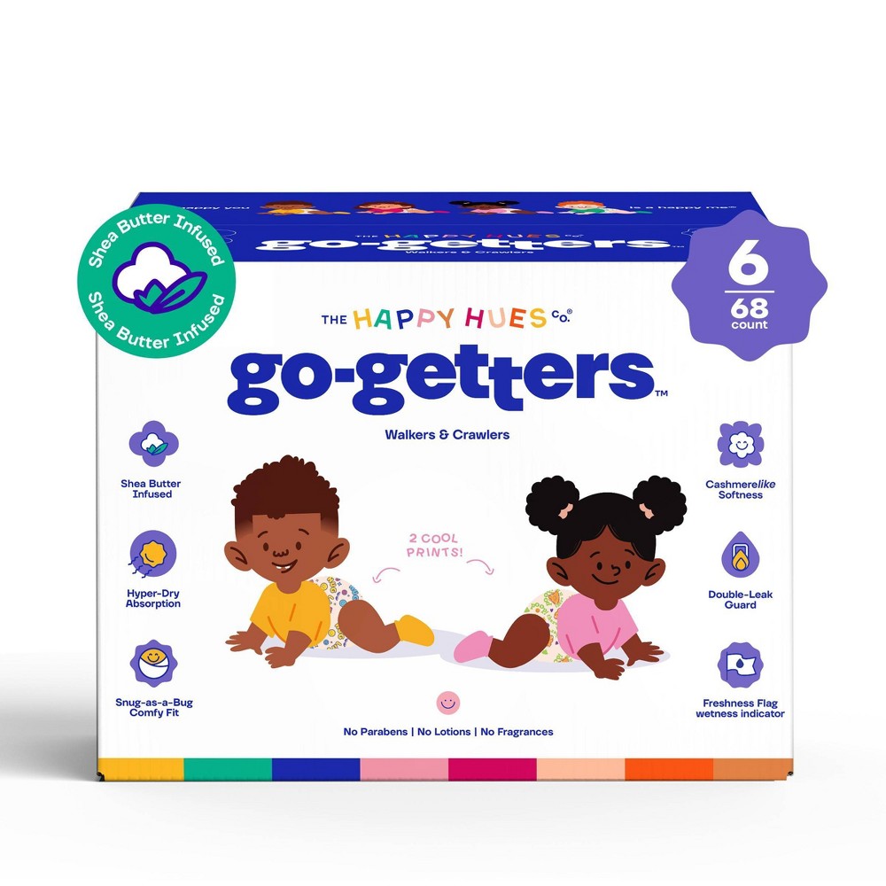 Happy Hues Go-Getters Disposable Diapers - Size 6 - 68ct