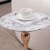 Mermaid Tail End Coffee Round Side Table w/Metal Pedestal,Martini Drink&Minimalist Accent Table for Small Living Room Spaces - 4 of 4