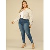 Agnes Orinda Women's Plus Size Cropped Long Sleeve Trendy Fashion Denim Jean Jackets - 2 of 4